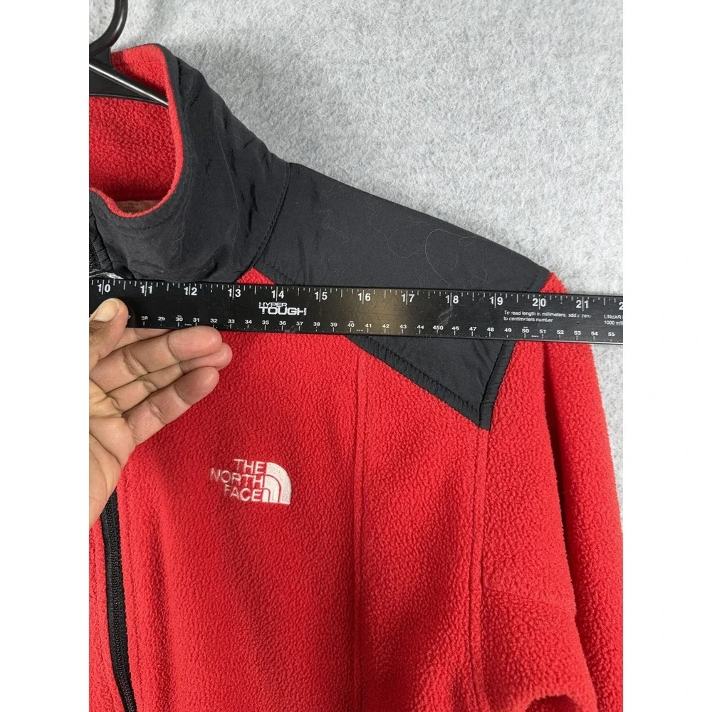 The North Face Jacket Mens Medium Red Black Fleece Full Zip Polartec USA Outdoor